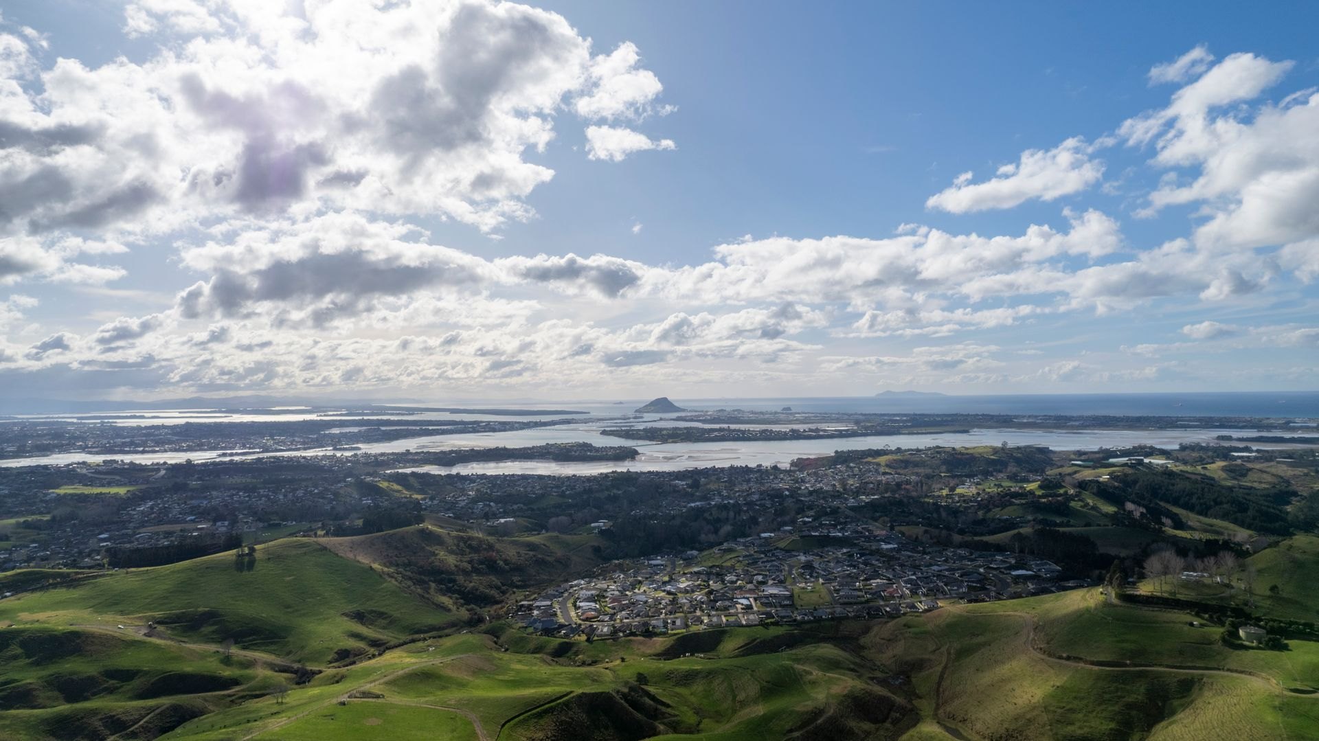 Tauranga harbour and city from the hills above